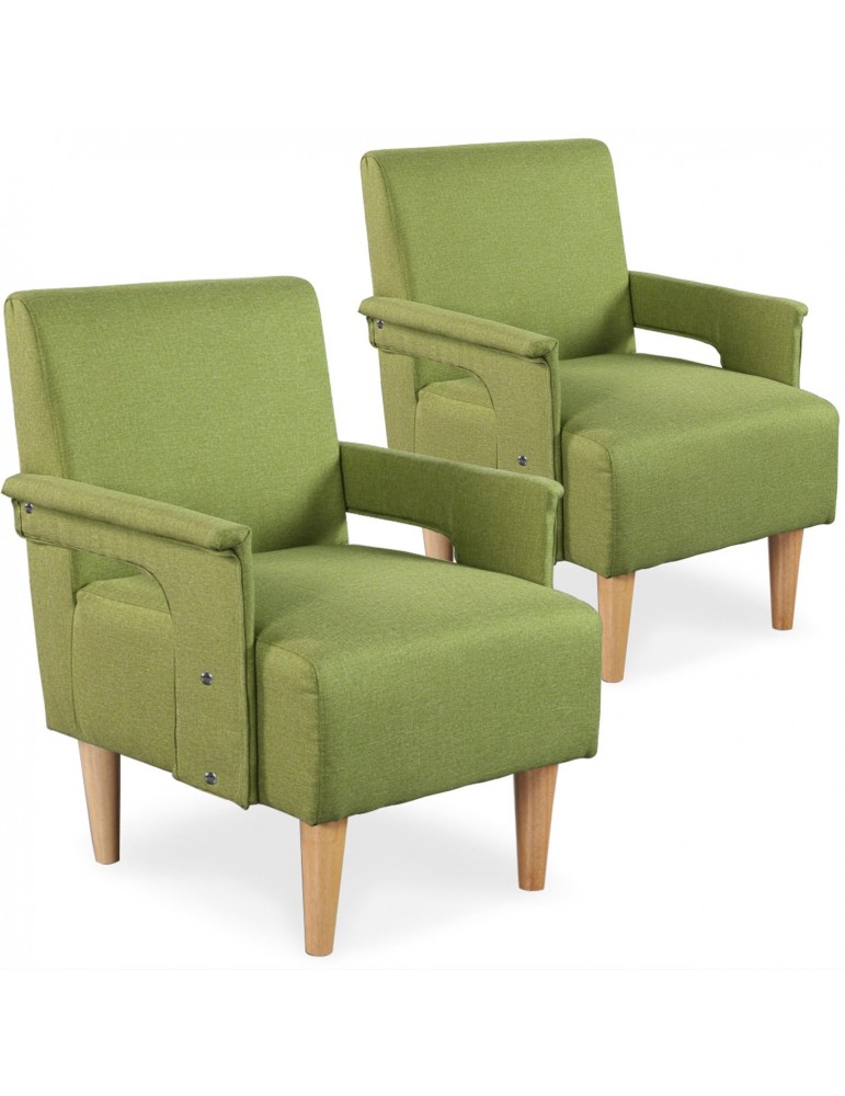 Lot de 2 fauteuils Quebec Tissu Vert yz139agreen