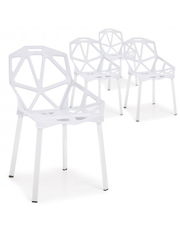 Lot de 4 chaises dossier toile d'araignée Spider Blanc dc1513blanc