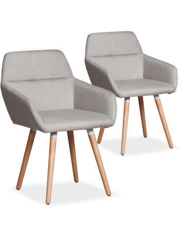 Lot de 2 chaises / Fauteuils scandinaves Frida Tissu Beige lf3116lot2beige