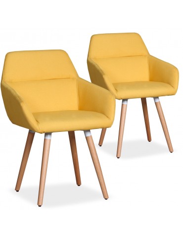 Lot de 2 chaises / Fauteuils scandinaves Frida Tissu Jaune lf3116lot2jaune