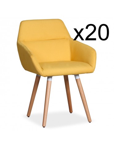 Lot de 20 chaises / Fauteuils scandinaves Frida Tissu Jaune lf3116lot20jaune