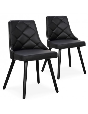 Lot de 2 chaises scandinaves Lalix Bois Noir et Simili Noir 4630lot2blackoaknoir