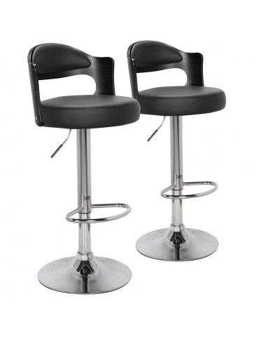 Lot de 2 chaises de bar Ruben Bois Noir & Simili Noir 1025lot2blackoaknoir