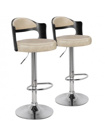 Lot de 2 chaises de bar Ruben Bois Noir & Simili Crème 1025lot2blackoakcreme