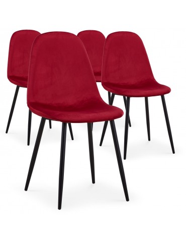 Lot de 4 chaises Gao Velours Rouge dc5081velvetred