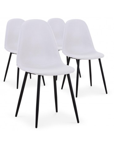 Lot de 4 chaises Gao Simili P.U. Blanc dc5081puwhite