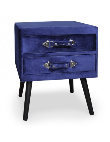 Table de chevet 2 tiroirs Bardo Velours Bleu msxbt1815velvetblue