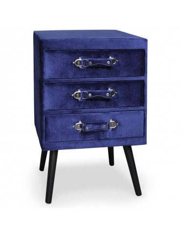 Commode 3 tiroirs Bardo Velours Bleu msxbt1816velvetblue