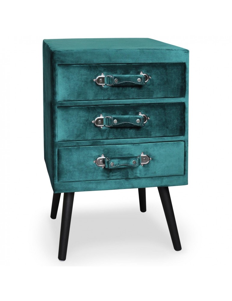 Commode 3 tiroirs Bardo Velours Vert msxbt1816velvetgreen