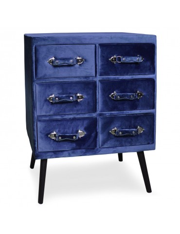 Commode 6 tiroirs Bardo Velours Bleu msxbt1817velvetblue