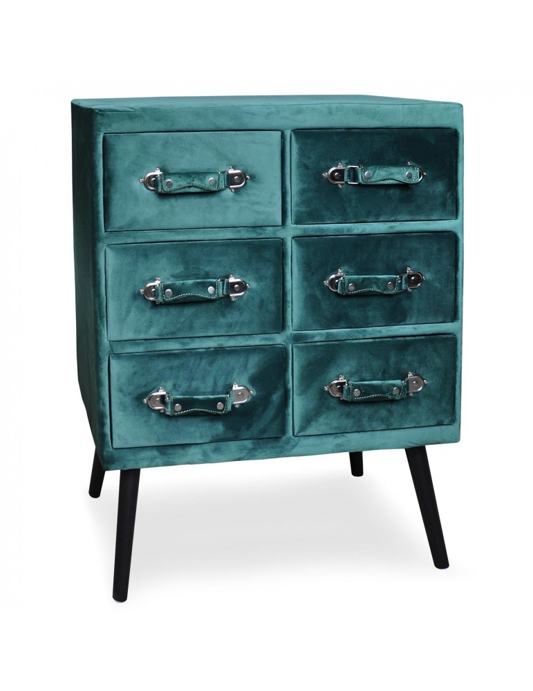 Commode 6 tiroirs Bardo Velours Vert msxbt1817velvetgreen