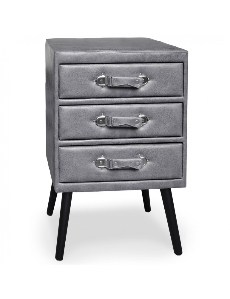 Commode 3 tiroirs Bardo Simili P.U. Gris msxbt1816pugrey Commode 3 tiroirs Bardo Simili P.U. Gris msxbt1816pugrey