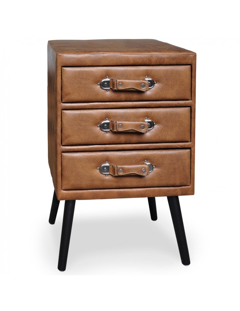Commode 3 tiroirs Bardo Simili P.U. Marron msxbt1816pubrown Commode 3 tiroirs Bardo Simili P.U. Marron msxbt1816pubrown