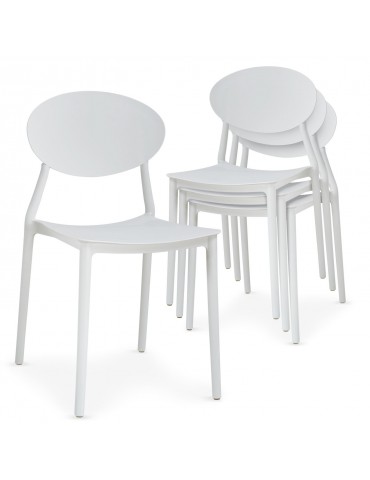 Lot de 4 chaises empilables Balagan Blanc dc1801blanc