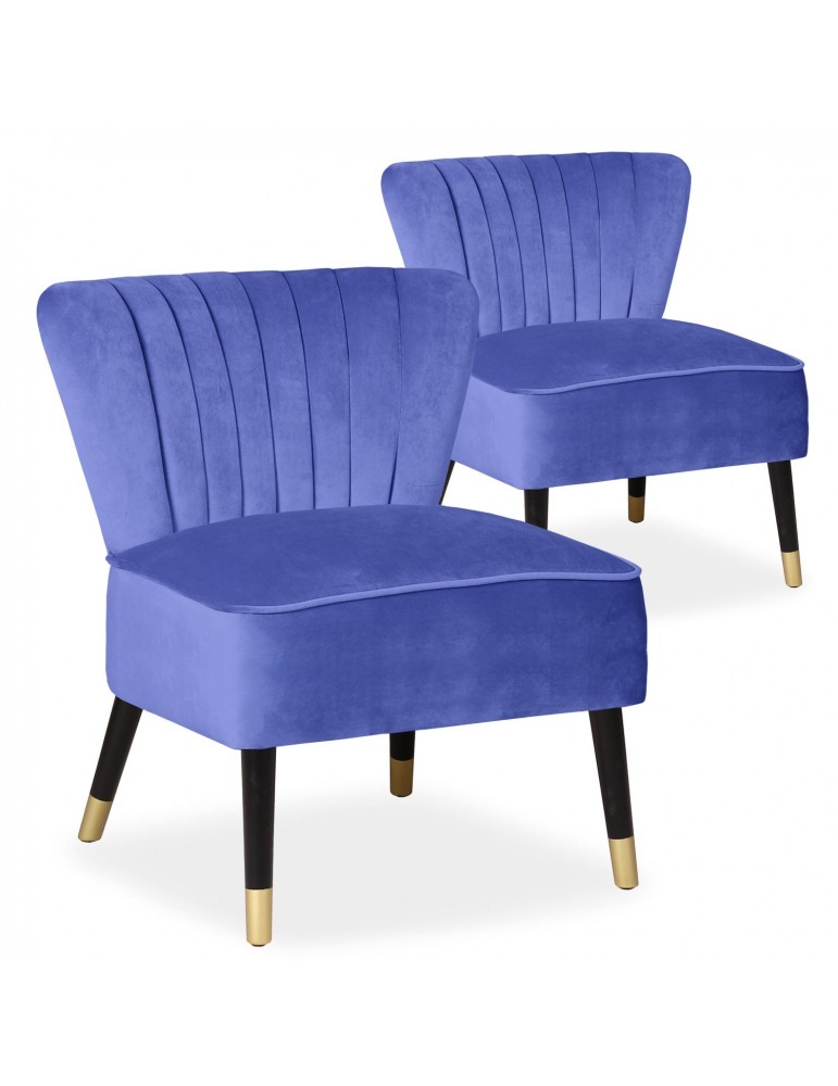 Lot de 2 fauteuils Alma Velours Bleu 8446bluevelvet