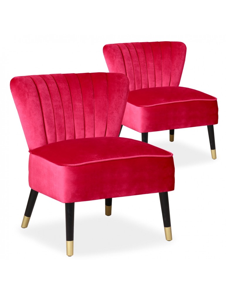 Lot de 2 fauteuils Alma Velours Rouge 8446redvelvet