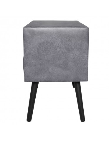 Table de chevet 2 tiroirs Bardo Simili P.U. Gris msxbt1815pugrey