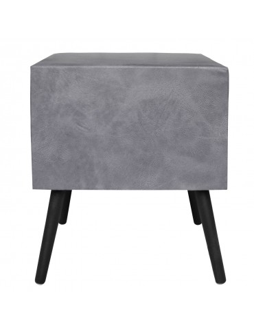 Table de chevet 2 tiroirs Bardo Simili P.U. Gris msxbt1815pugrey