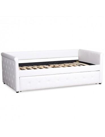 Lit simple gigogne Garry Simili Blanc lf233whitepu