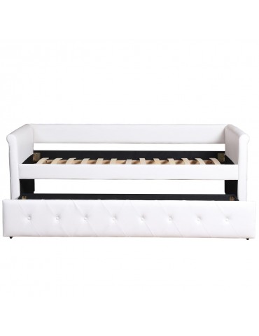 Lit simple gigogne Garry Simili Blanc lf233whitepu