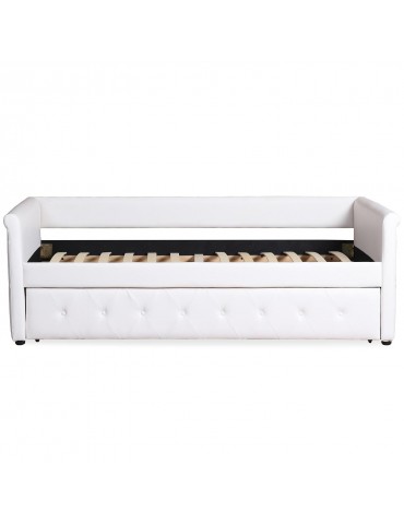 Lit simple gigogne Garry Simili Blanc lf233whitepu