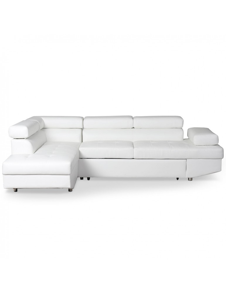 Canapé d'angle convertible Lido Blanc lf3347dblanc