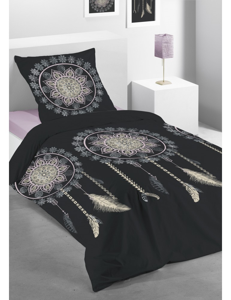 Parure de lit 1 personne Black Dream Imprimé 140 X 200 avec housse de couette et taie(s) d'oreiller 6187078502Les Ateliers du... Parure de lit 1 personne Black Dream Imprimé 140 X 200 avec housse de couette et taie(s) d'oreiller 6187078502Les Ateliers du...