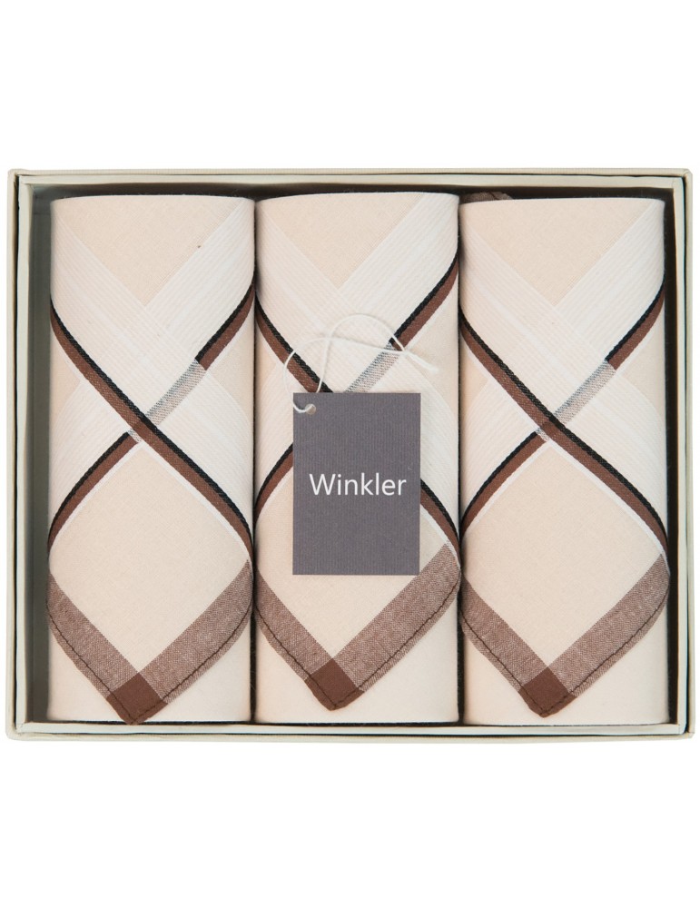 Boîte de 3 mouchoirs Luxe homme Sam Taupe 40 x 40 cm 7187080803Winkler Boîte de 3 mouchoirs Luxe homme Sam Taupe 40 x 40 cm 7187080803Winkler