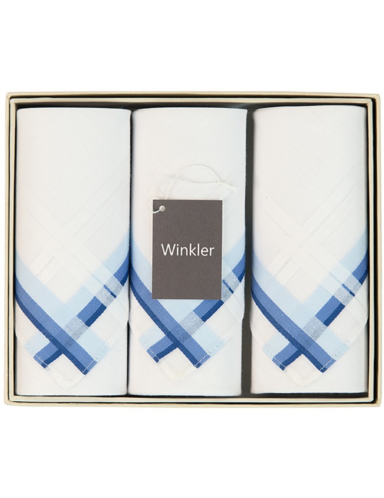 Boîte de 3 mouchoirs Luxe homme Scott Bleu 40 x 40 cm 7191060803Winkler Boîte de 3 mouchoirs Luxe homme Scott Bleu 40 x 40 cm 7191060803Winkler