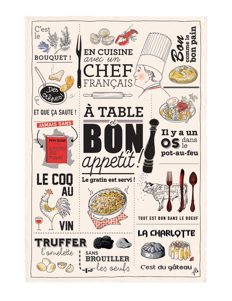 Torchon Cuisine Française Ecru 48 X 72 3717010000
