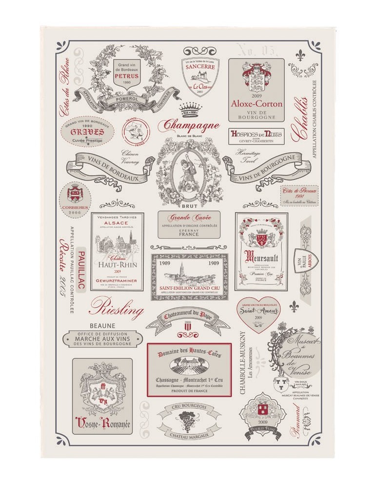 Torchon Étiquettes de vins Ecru 48 X 72 3858010000Torchons & Bouchons Torchon Étiquettes de vins Ecru 48 X 72 3858010000Torchons & Bouchons