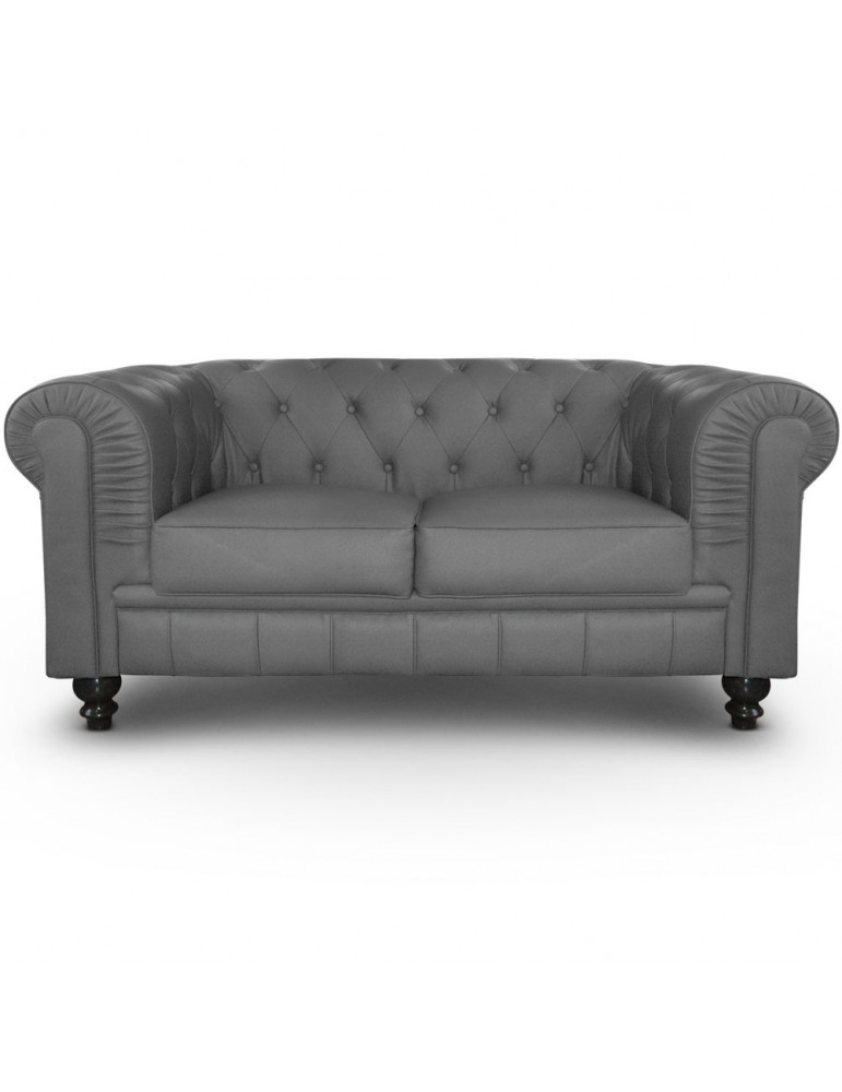 Canapé 2 places Chesterfield Gris A605-2-Gris