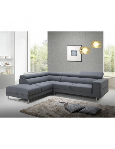 Street Gris City - Canape d'angle avec appuis-tete en tissu angle gauche C110-CITYGREY-AG