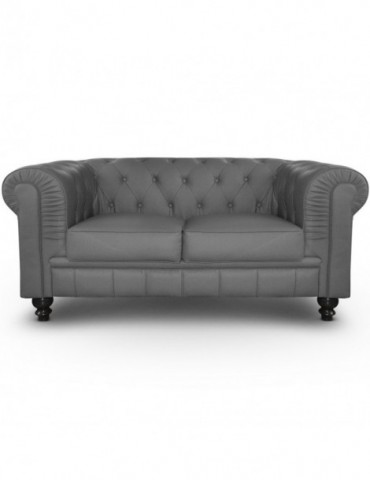 Canapé 2 places Chesterfield Gris A605-2-Gris