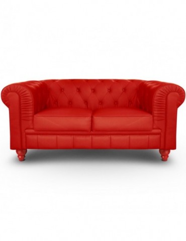 Canapé 2 places Chesterfield Rouge A605-2-Rouge