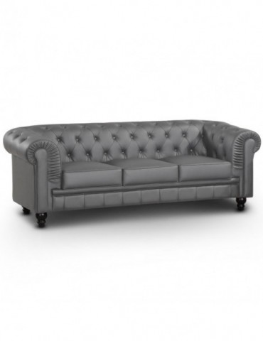 Canapé 3 places Chesterfield Gris A605-3-Gris