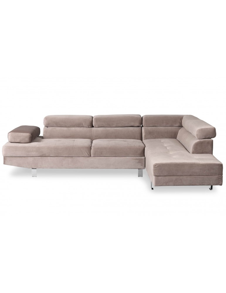 Canapé d'angle avec têtières relevables Alfa Velours Taupe lf3045sgputtyvelvet