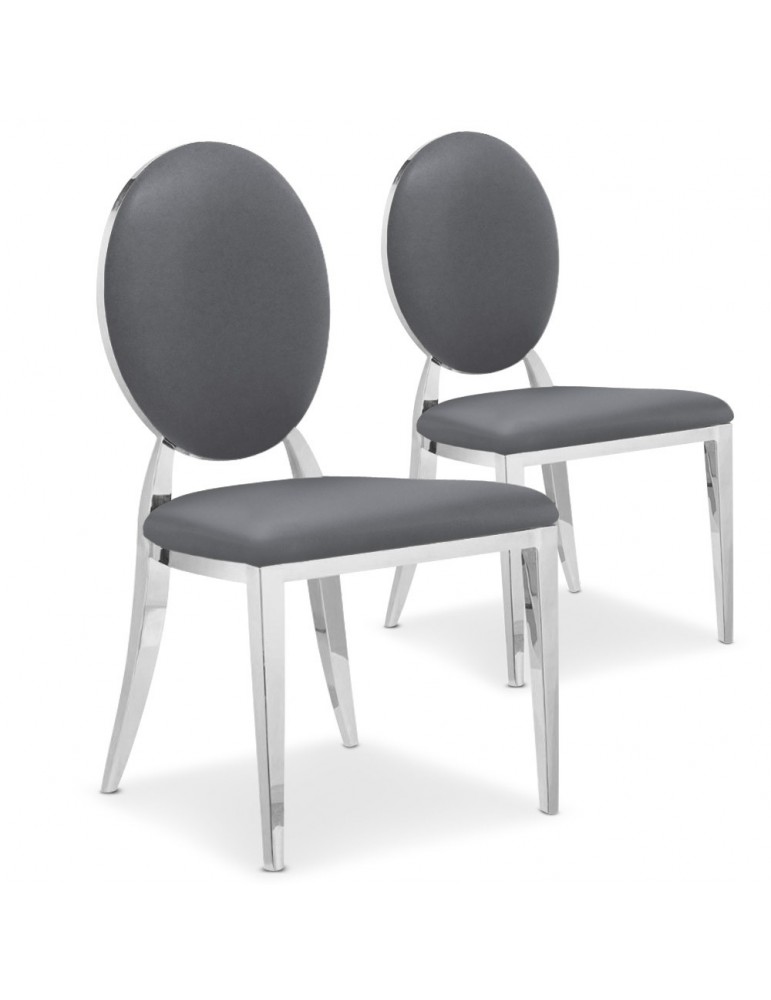 Lot de 2 chaises médaillon Sofia Simili Gris sc2204lot2pugris