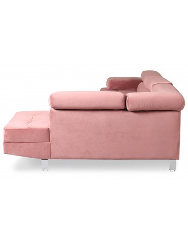 Canapé d'angle avec têtières relevables Alfa Velours Rose lf3045sgpinkvelvet