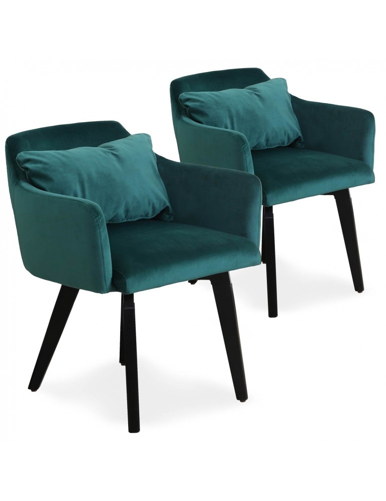 Lot de 2 fauteuils scandinaves Gybson Velours Vert LH5030lot2green