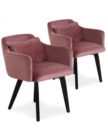 Lot de 2 fauteuils scandinaves Gybson Velours Rose LH5030lot2pink