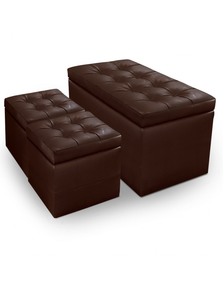 Banquette Coffre Panky + 2 poufs Marron pa814marron