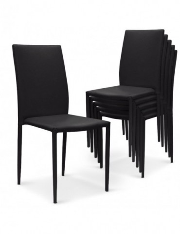 Lot de 6 chaises empilables Modan Simili (P.U) Noir a84pulot6noir