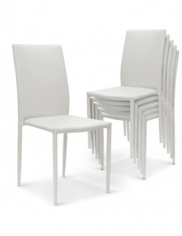 Lot de 6 chaises empilables Modan Simili (P.U) Blanc a84pulot6blanc