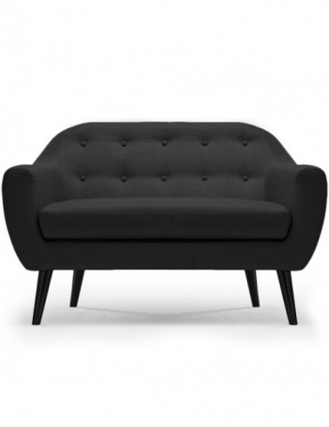 Canapé scandinave 2 places Fidelio Tissu Noir hy80412noir