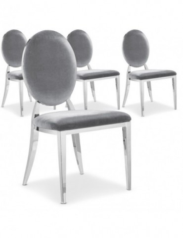 Lot de 4 chaises Sofia velours Argent sc2204lot4argent