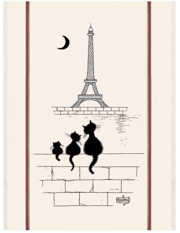 Grand Torchon Dubout Chats Tour Eiffel Ecru 60 X 80 3051107000Torchons & Bouchons