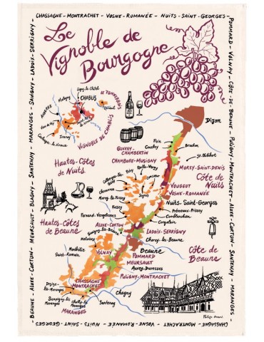 Torchon La Carte Des Bourgognes 48 X 72 9009015000Torchons & Bouchons