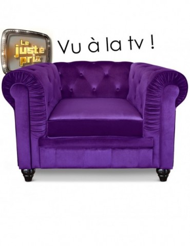 Fauteuil Chesterfield velours Violet a605v1violet