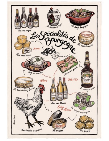 Torchon Imprime Specialités de Bourgogne Ecru 48 X 72 2120010000Winkler